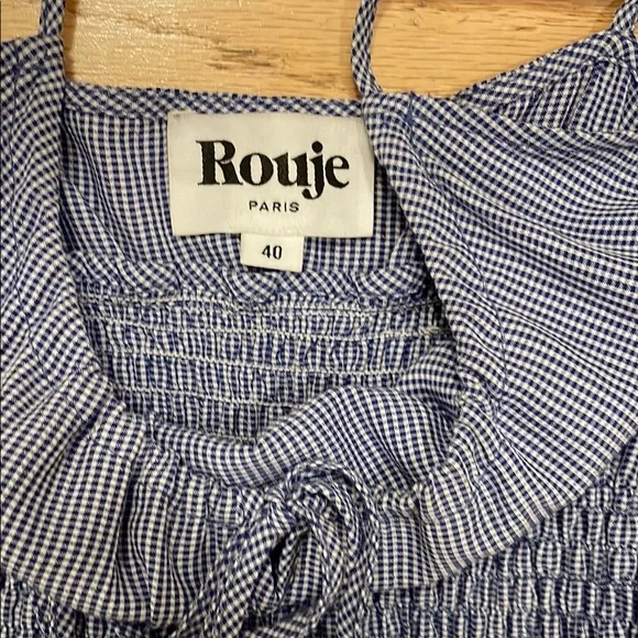 Rouje Paris blue Gingham Cassandre smocked dress size 40 - Picture 4 of 9